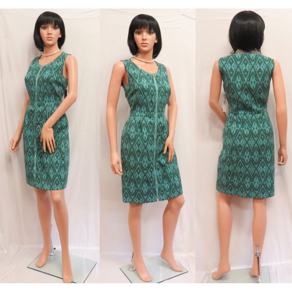 ALEX MARIE Santorini Coast Tropics Moss Sleeveless Full Zipper "Ruth" Dress 8P